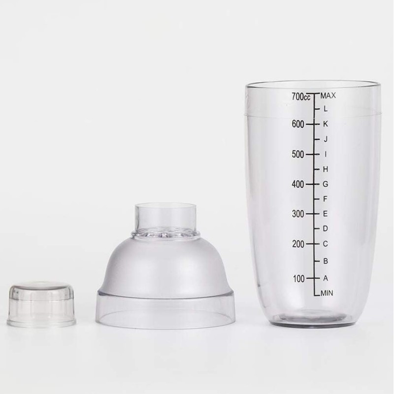 Happyupcity Plastic Cocktail Shaker 700cc/680ml Empty Professional Transparent with Scale