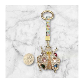 BE WHAT YOU BELIEVE Crystal Rhinestone Lucky Ladybug Keychain, Keyring, Bag Charm Accessory (CRYSTAL)