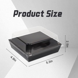 DERZIFUN DERZIFUN Black Charcuterie Boxes with Clear Lids - Set of 100, 5.3x4.9x2.5 Disposable Food Containers with Lids, Bakery Boxes for Swiss Roll, Sandwich, Strawberries, Slice Cake, Cookies