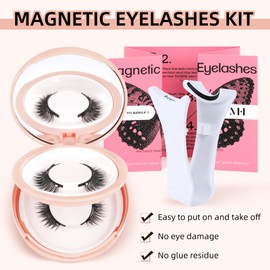 Mayhug Magnetic Eyelashes Natural Look 2 Pair Reusable Magnetic Eyelashes with Applicator, No Glue Needed Magnetic Eyelashes Magnetic Lashes Kit, Easy to Wear and Remove (2 Pairs)