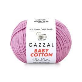 1 Pack (Skein) Gazzal Baby Cotton, 60% Cotton 40% Acrylic, Each Ball 1.76 Oz (50g) / 180 Yards (165m), DK- Worsted, Knitting Yarn, Amigurumi Yarn, Baby Yarn, 3422