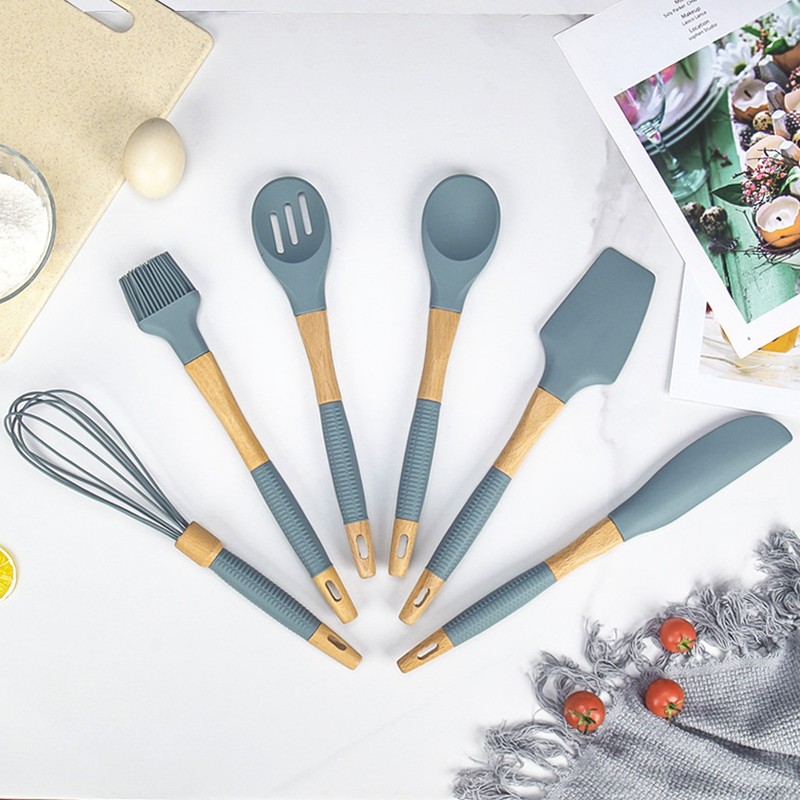 Silicone Cooking Utensils 6 Piece Silicone Utensil Set Durable Wooden