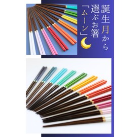 FlaColle Chopsticks Moon March Aquamarine, Choose from Birth Month Chopsticks, Slender 9.1 inches (23 cm), Made in Japan, Non-Slip Dishwasher Safe, Birthday Gift, Stylish (March)