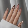 Mrltau Press On Nails Short, Leopard Print, French Nails, French