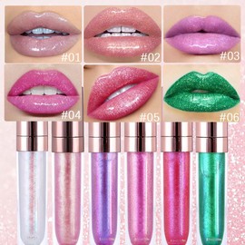 evpct- piezas de lápiz labial brillante color rosa nude claro perlado camaleón, brillo labial, resistente al agua de larga duración