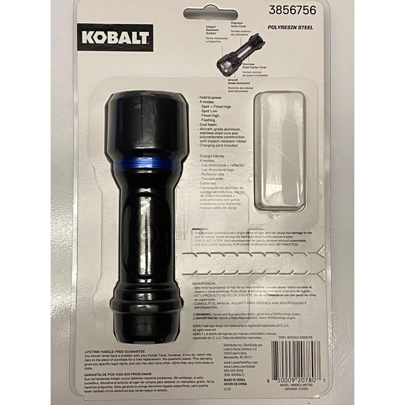 Kobalt Rechargeable 700 Lumen LED Flashlight Waterproof Drop Proof -