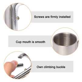 MiOYOOW Stainless Steel Carabiner Cup, Double-Walled Camping Cup, Portable Metal Cup with Carabiner Handle for Outdoor Camping, Travel (300 ml)