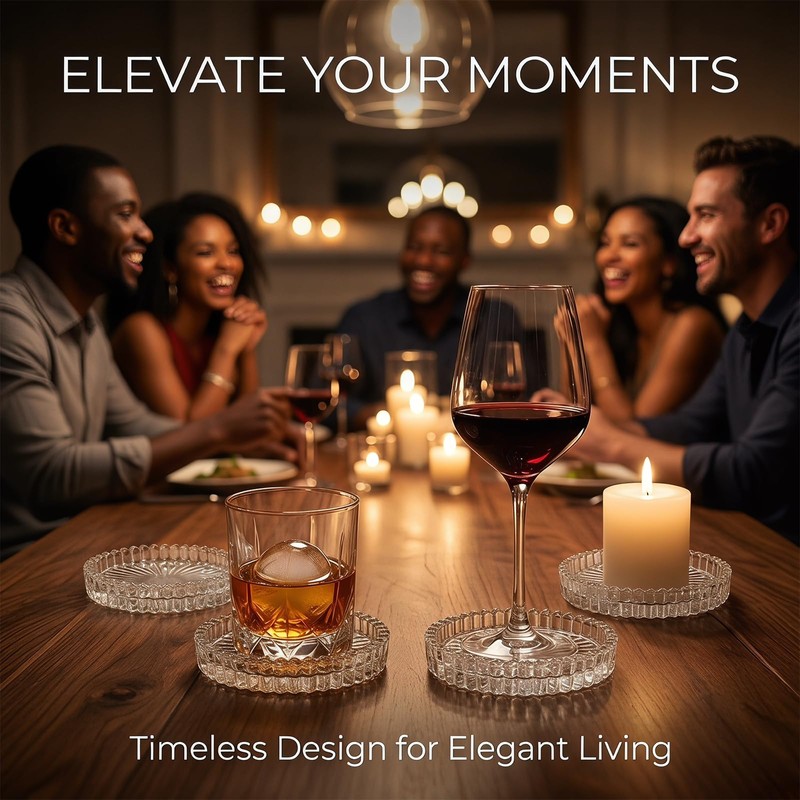 Coasters Set of 6 for Drinks, 3.8 Inch Large Coasters