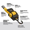 DEWALT DXBC9002 Black/Yellow 2” x 10’ Auto Retractable Ratchet Straps