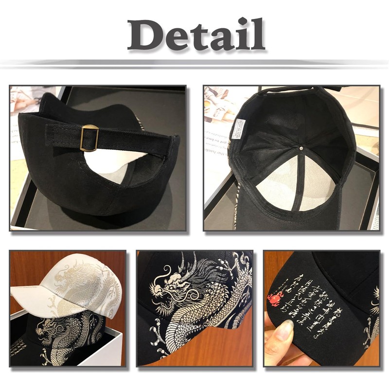 White Fang CZ278 Men's Hat Cap, Dragon, Dragon, Cool, Outdoor,