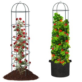 Large Trellis, Garden Obelisk Trellis for Climbing Plants Outdoor, 69” Metal Trellises for Tomato Cucumber Clematis Rose Vine Support, Heavy Duty Cage Stand for Grow Bag Raised Bed Yard, 2 Pack