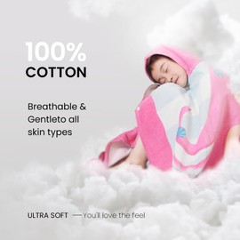 Hooded Towel for Kids, 100% Cotton Soft and Absorbent, Big Pool Bath Beach Swim Towel Wrap, Bathrobe Coverups for Girls and Boys,30"×50"(Pink Cat)
