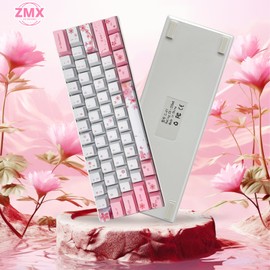 ZMX Cherry Blossom Pink Mechanical Keyboard,60% Compact Hot Swappable USB-C Wired RGB Gaming Keyboard 61 Keys Mini Cute Keyboard with Dye-Sublimation PBT Keycap for PC/Mac (Brown Switch)