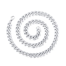 XIRUVE Width 3 mm/5 mm/7 mm/10 mm, Length 36-76 cm Selectable Classic Solid Curb Chain Men Women Stainless Steel Necklace, Stainless Steel, No Gemstone