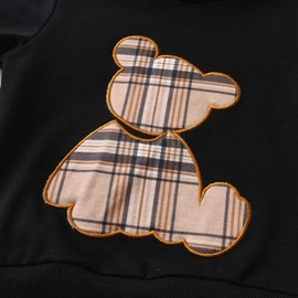 Zoputey Toddler Baby Boy Girl Clothes Bear Pattern Long Sleeve Hoodie Top + Pants Outfits Sets, Black, 3-6 Months