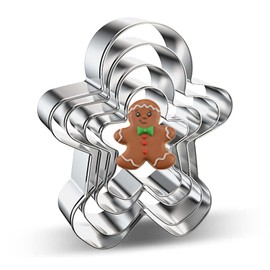 Gingerbread Man Cookie Cutter Set - 4 Pieces Assorted Sizes Large Bulk Gingerbread Men Cookie Cutters Fondant Biscuit Mold for DIY Chirstmas Day Holiday Party Decorations - Stainless Steel Azflyife