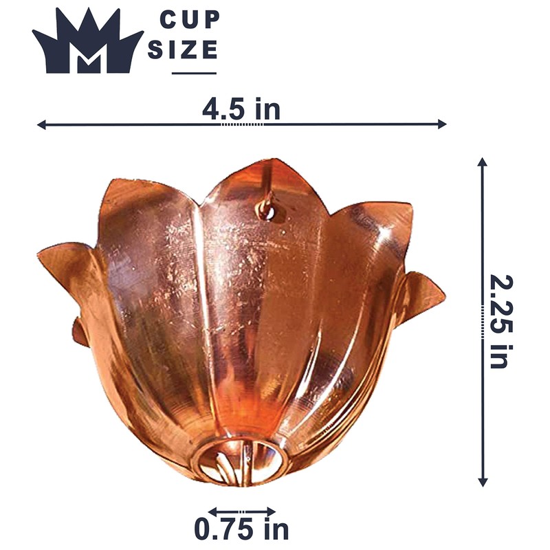 Monarch Rain Chains Pure Copper Lotus Cup Rain Chain Extension,
