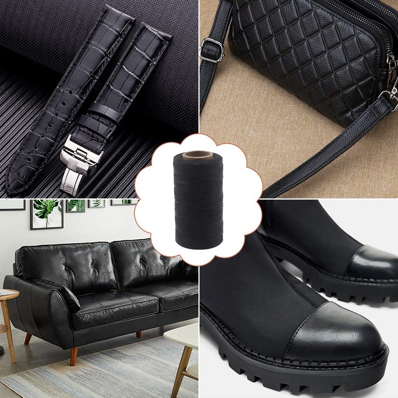 Vivifying 1mm Waxed Thread, 328 Yard Black 150D Waxed Leather