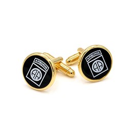 JJ Weston 82nd Airborne Emblem Engraved on Onyx Cufflinks. Made in the USA