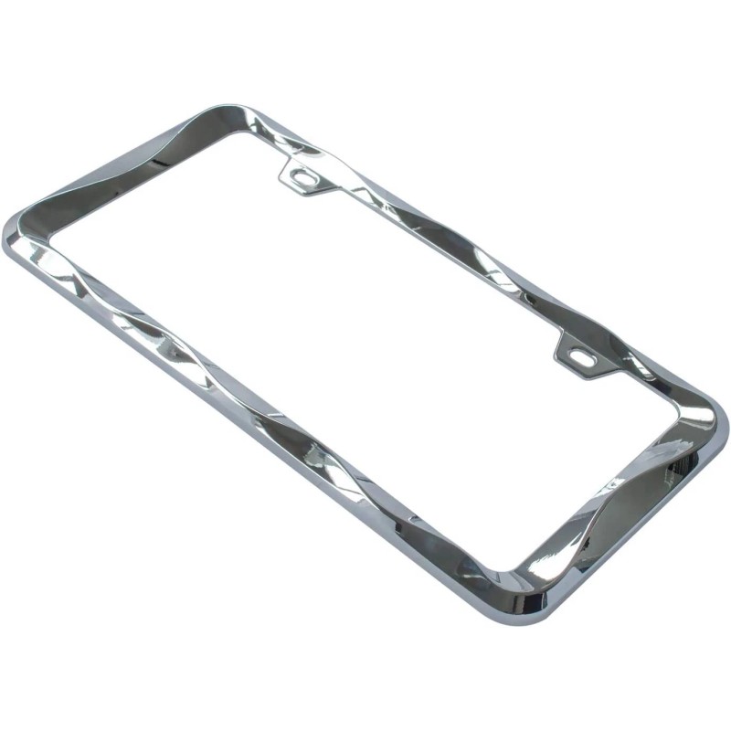 Creathome 3D Curly Wave Pattern Chrome License Plate Frame from