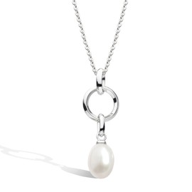Kit Heath Revival Pearl Link Drop Necklace – Sterling Silver with Freshwater Pearls, Classic Link Design. A timeless necklace for adding elegance to any look