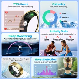 QCXWCJWD Smart Ring for Men and Women, Fitness Tracker with Pedometer, Sleep Tracker, Step Counter, and Activity Tracker - Ideal for Sports Tracking Time Distance