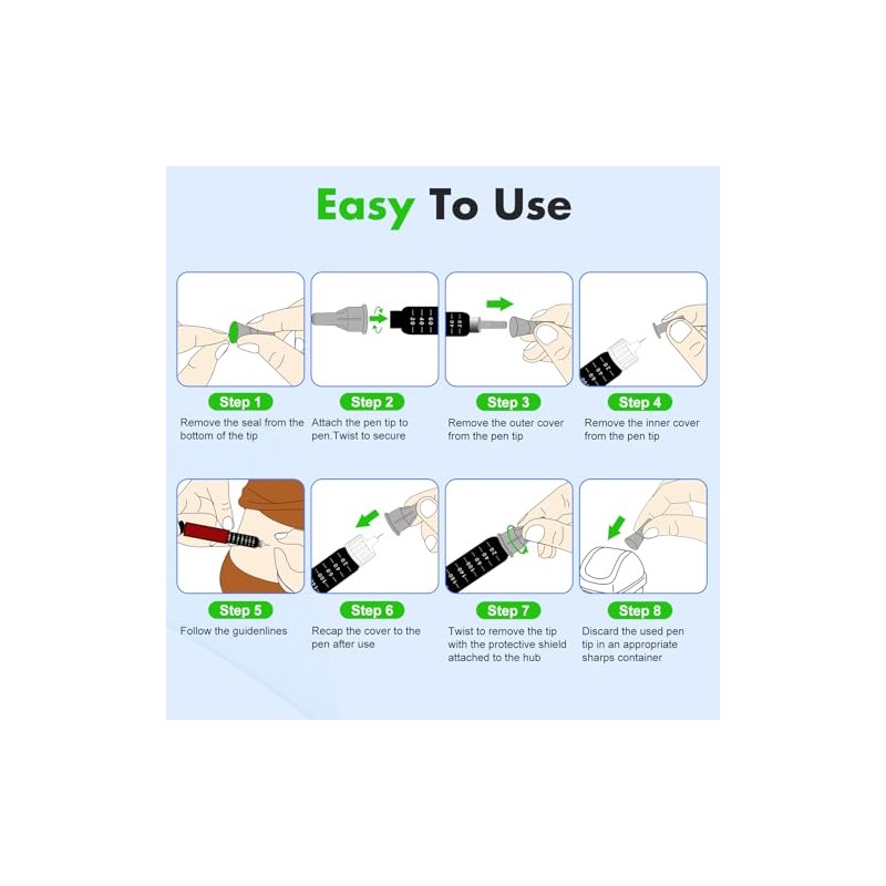 Pen Tips 31G x 4mm(5/32") Universal Fit, Sterile，Ultra-Thin Wall Technology.