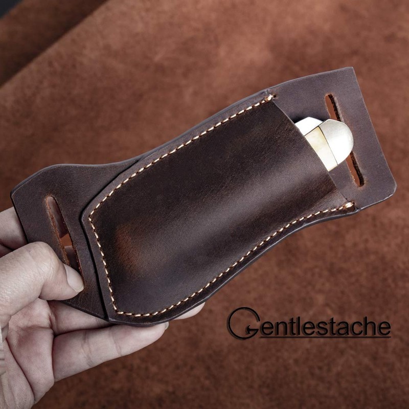 Gentlestache Leather Pocket Knife Sheaths for Belt, Folding Knife Sheath,
