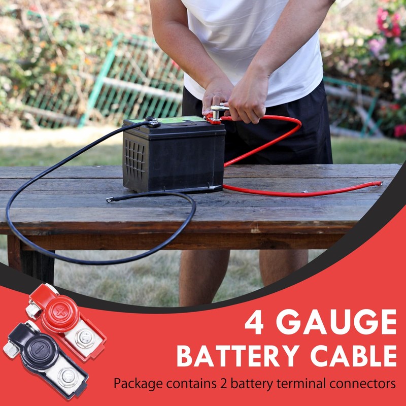 Cocros 4 Gauge Battery Cable 5ft Black & Red with