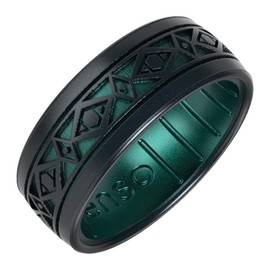 Enso Rings Lord of the Rings Silicone Ring - Comfortable and Flexible Design - 6.6mm Wide, 1.75mm Thick - Strider - Black Pearl/Emerald - Size 11