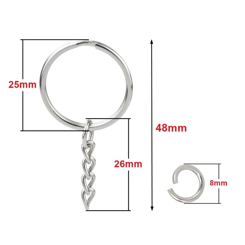 ZoloAJay 50Sets 1 inch Keychain Rings Silver Split Round Key