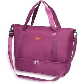 Travel Duffle Bag for Women, Weekender Overnight Bags with Shoe Compartment, Carry On Duffel Bag Sports Gym Tote Bags Wind Red