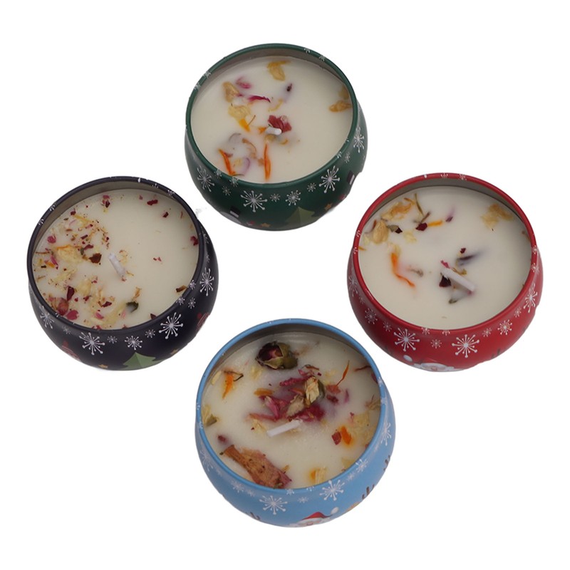 4Pcs Christmas Scented Candles Gifts Set Soy Wax Plant Oil