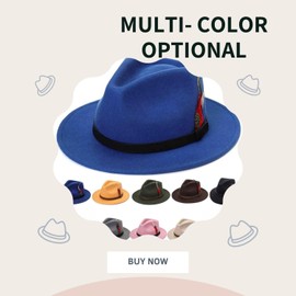 ZNOR Mens Trilby Hats Womens Fedora Hat Mens Fedora Hat Adjustable Band Feather Fedora Hat For Men Trilby Hat For Men Felt Fedora Hats For women Wool Hats For Women -Forest Green-L