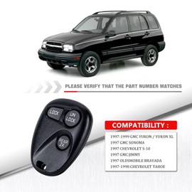 BestKeys Keyless Replacement Key Fob Car Remote Compatible with 1997-1999 Yukon XL 1997 Sonoma S-10 Jimmy ABO1502T 16245100-29 (1)