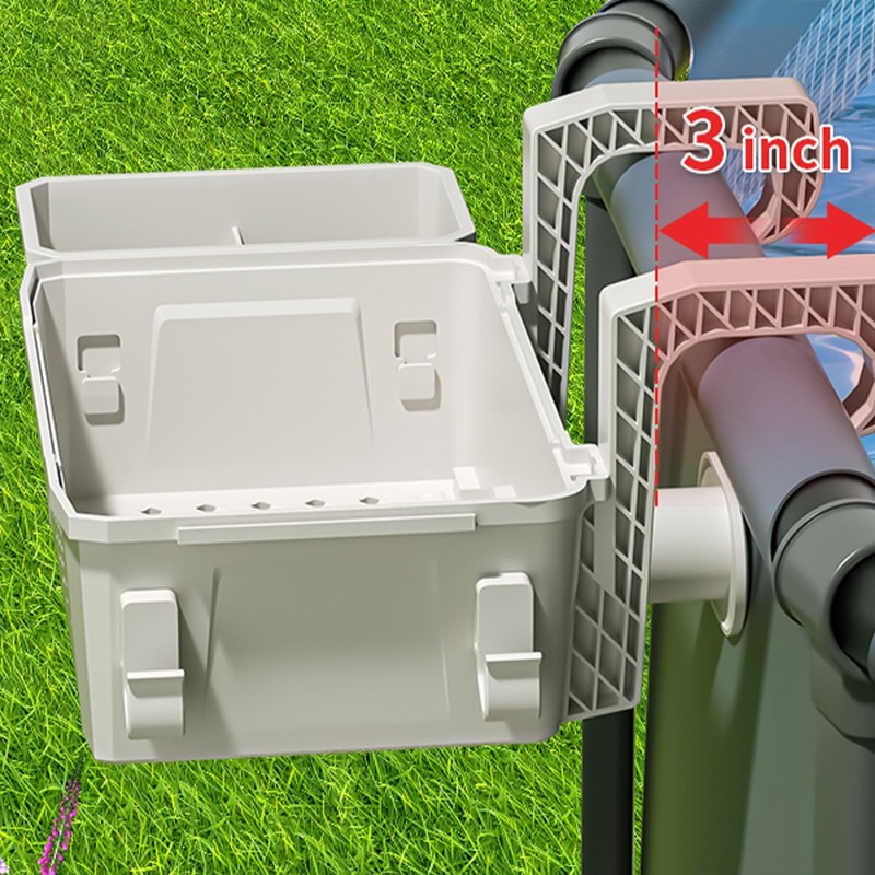 Poolside Storage Basket with Cup Holders – Above Ground Pool