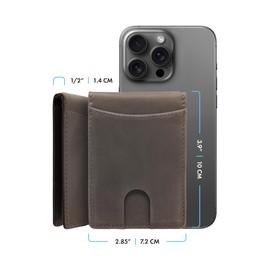 Only Brand RFID Blocking Slim Bifold Genuine Leather Minimalist Wallet for Men with Money Clip Pull Strap Easy Card Pullout (Minimalist Bifold Wallet without Personalization, Munich Brown)