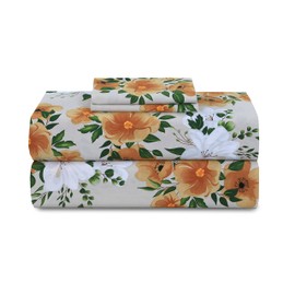 Cotton Alley 300 Thread Count Sheets Set - 100% Cotton 3 Pcs Sheets Bed Set, 1 Fitted Sheet, 1 Flat Sheet and 1 Pillowcase, Twin Size Sheets Fitted Up to 16" Mattress