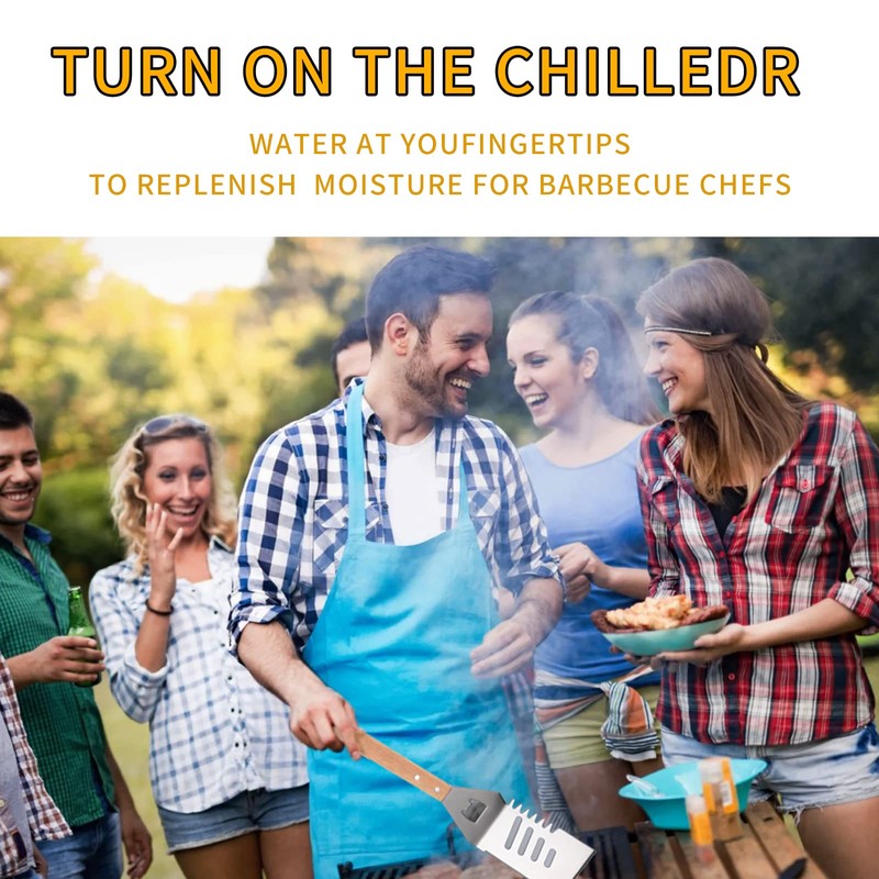 Qinshaine 4-in-1 BBQ Spatula, Multifunction Grill Spatula with Wooden Handle,