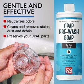 IMPRESA Concentrated CPAP Prewash Soap - 32 Fl Oz - Clear Formula, Unscented Soap - Odor Removal, Respiratory Equipment Cleaner - Gentle on Equipment, Medical Tubing Cleaning Solution