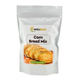 Molibake Corn Bread Mix - All-Natural Corn Bread Mix for Bread Machine and Oven Baking - 15 oz (Pack of 1)