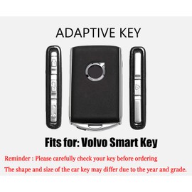 HIBEYO TPU Key Case Cover for Volvo Volvo XC90 XC60 XC40 S60 S90 V90 V60 Polestar 1 T5 T6 2021 2022 2023 with Leather Keychain Smart Key Shell for Volvo Accessories-White
