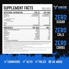 Carnivore Hydration - Unflavoured Electrolytes Powder - Sugar Free Electrolytes, Zero Carb - Keto Diet, Fasting & Carnivore Diet - UK Made with Himalayan Pink Salt, Magnesium & Potassium
