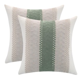 Tosleo Set of 2 Sage Green Throw Pillow Covers 20x20 Boho Lumbar Decorative for Bedroom Couch Bed Chair Rustic Retro Cushion Case Bohemian Room Home Decor Women Teen Girls Gift