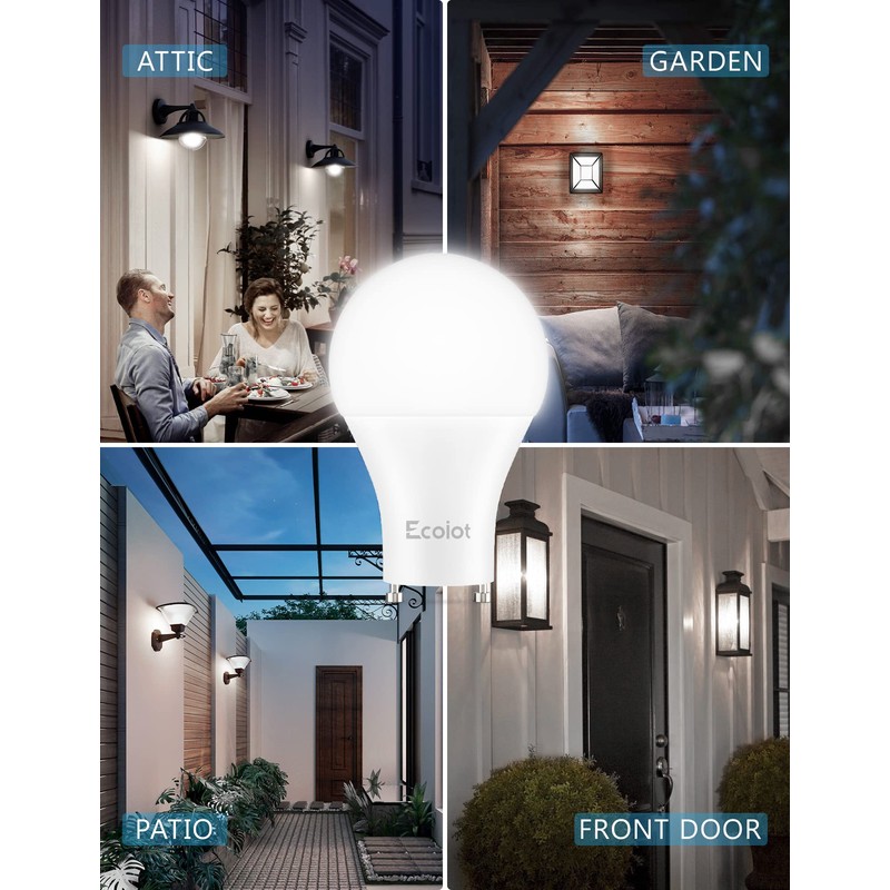 Ecoiot GU24 Dusk to Dawn Outdoor Light Bulbs,Light Sensor A19
