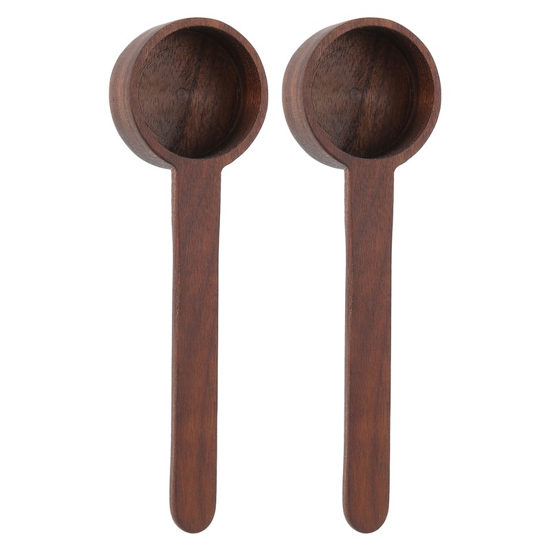 2Pcs Walnut Coffee Bean Measuring Spoon Food Grade Salt Spoon