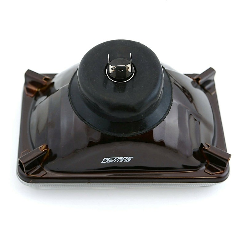 Octane Lighting 4X6 Diamond Crystal Clear Glass Lens Metal Headlight