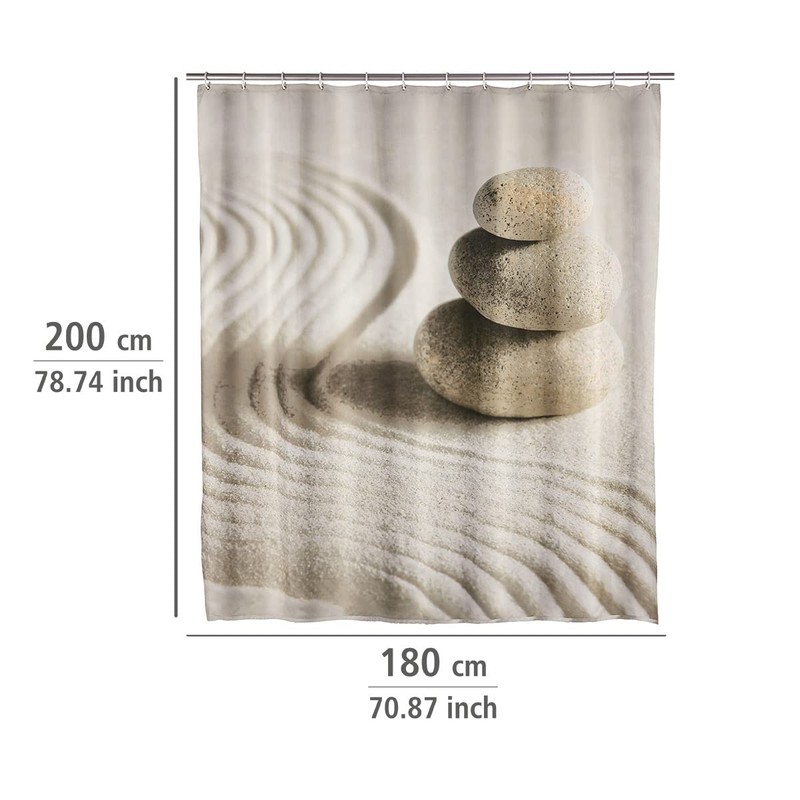 Wenko 20968100 Shower curtain Sand and Stone highquality textile fabric,