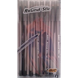 Bic Round Stic Medium 1.0mm Ball Pen Pack of 8 Black