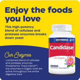 ENZYMEDICA - Candidase (84 Capsules) | for Balanced Yeast Levels, Therapeutic Enzymes Supplements, Candida Systemic Enzymes Blend, Nutrient Supplements, Gut Health Supplement, Vegan, Dairy Free